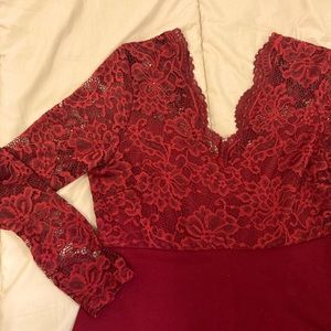 H&M Mama Maternity Lace Midi A-line dress, Red, size M